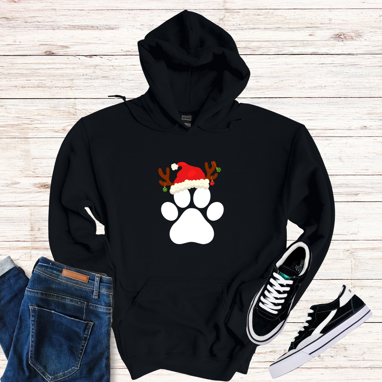 Christmas Paw Print Hoodie