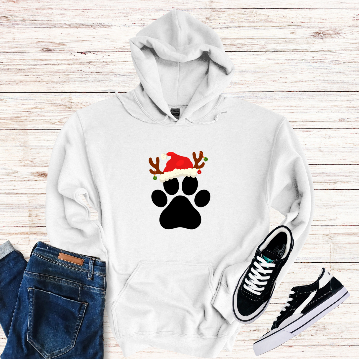 Christmas Paw Print Hoodie