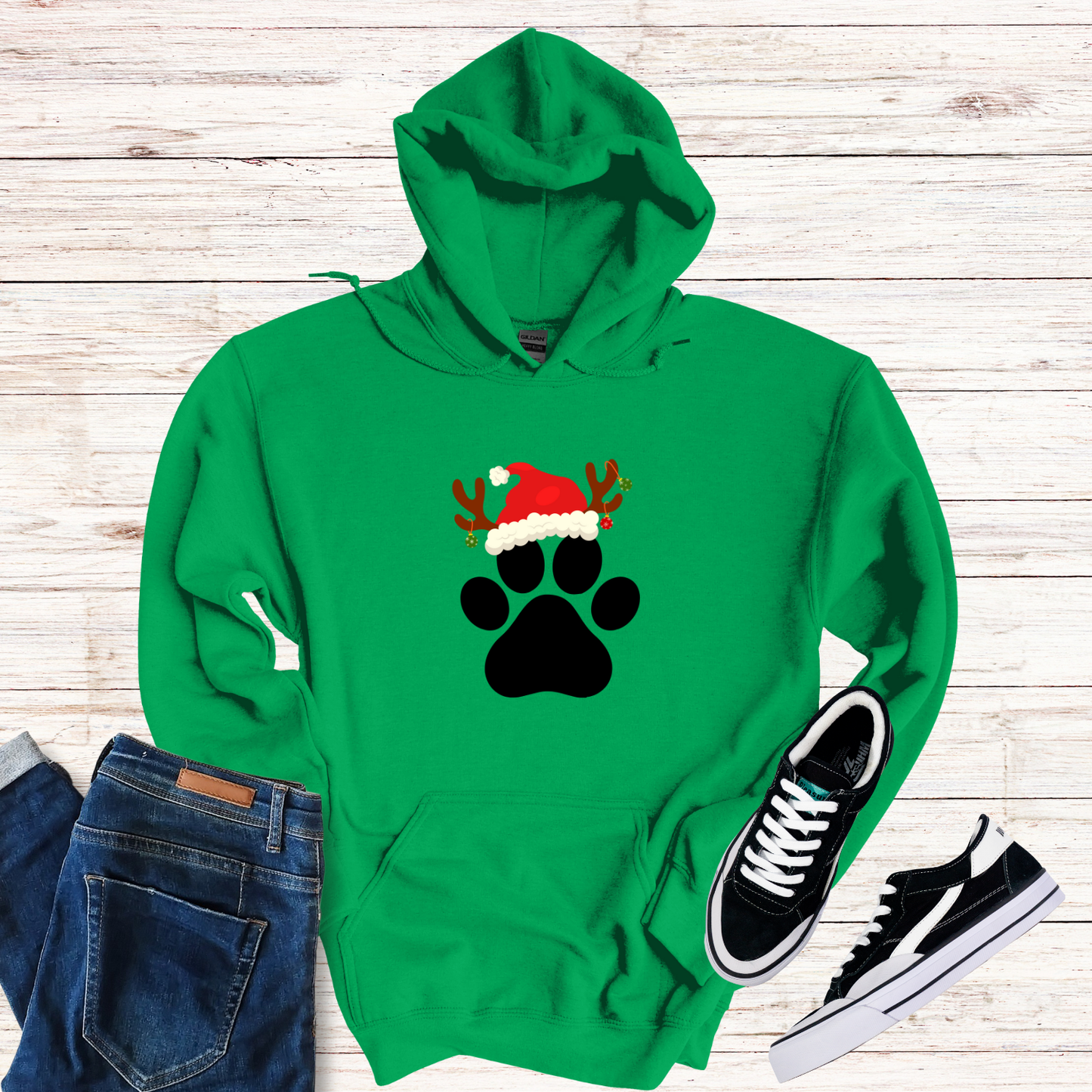 Christmas Paw Print Hoodie
