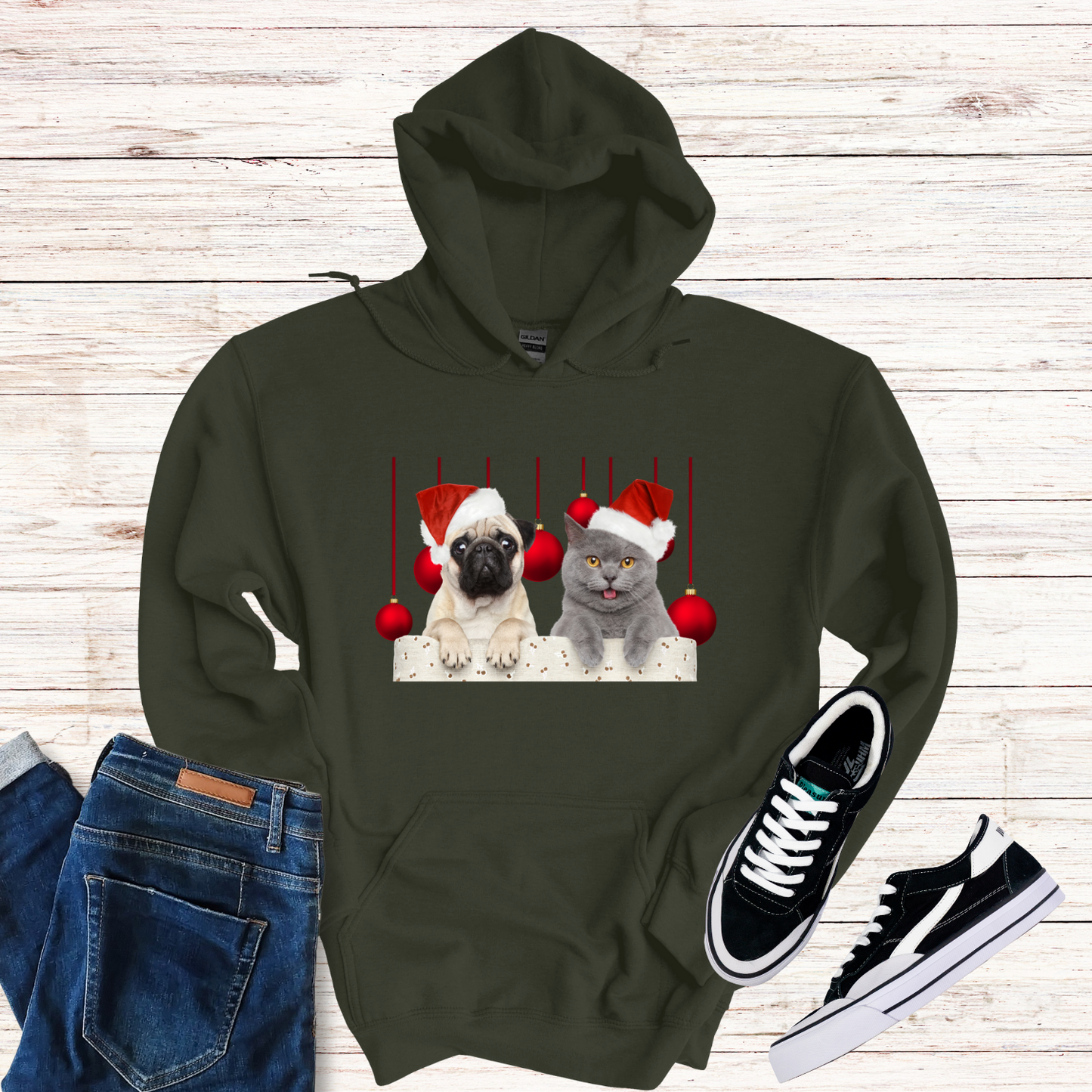 Dog And Cat Christmas Bauble Hoodie