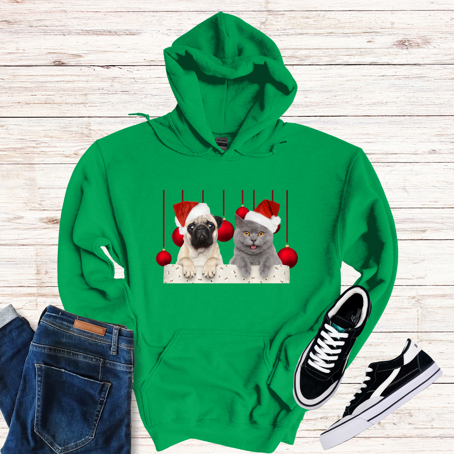 Dog And Cat Christmas Bauble Hoodie