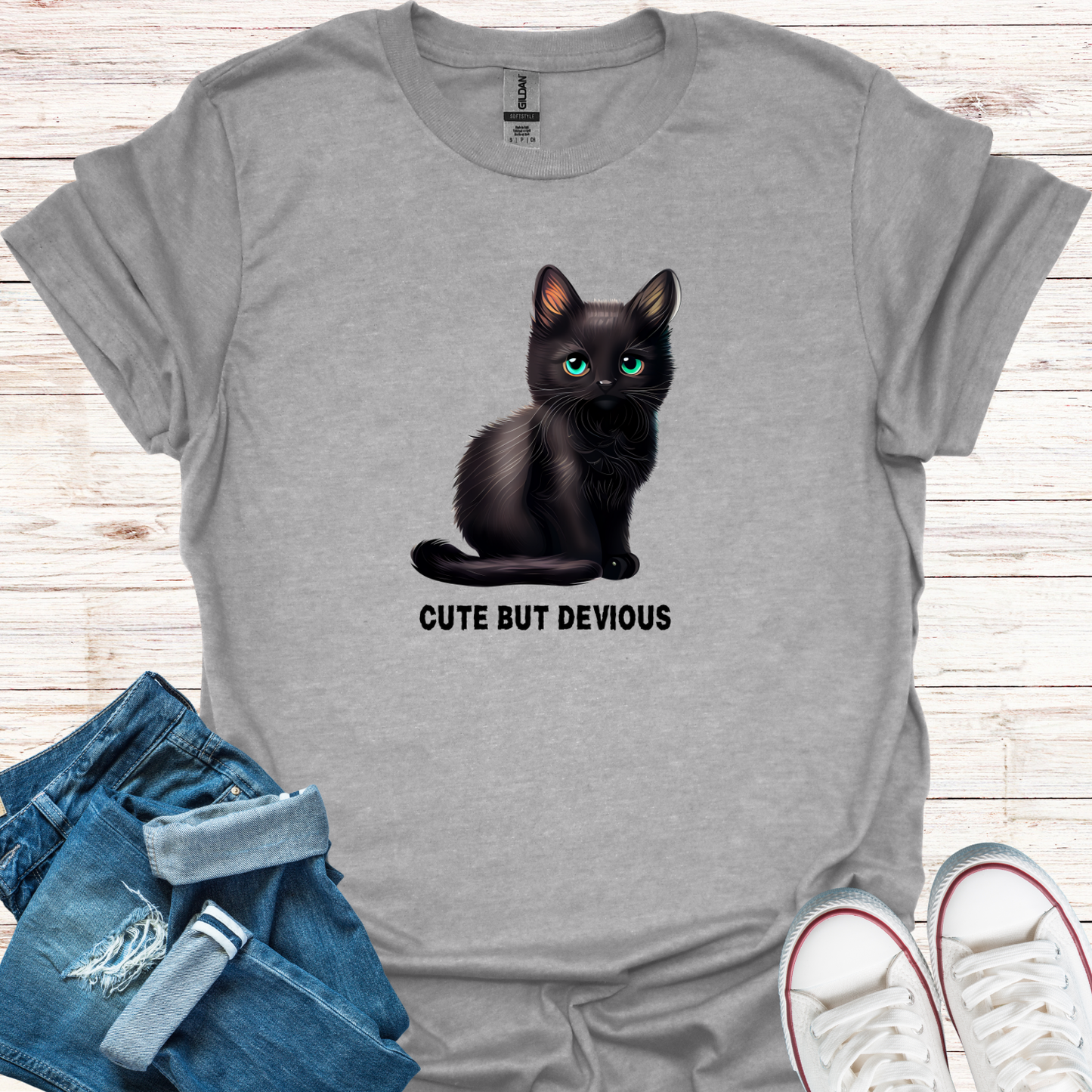 Cute But Devious Black Cat T-Shirt