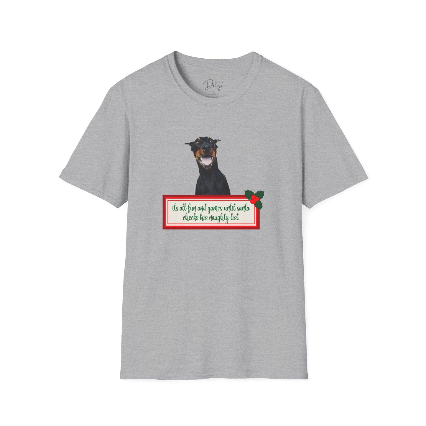 Dobermann Naught List Christmas T-Shirt