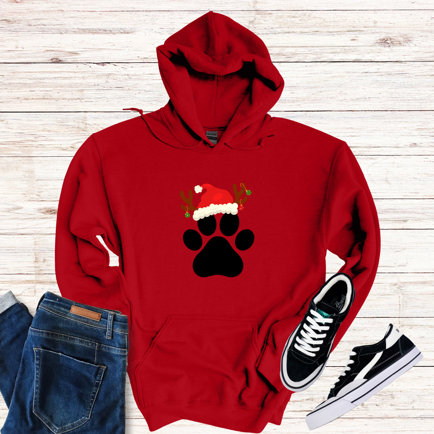 Christmas Paw Print Hoodie