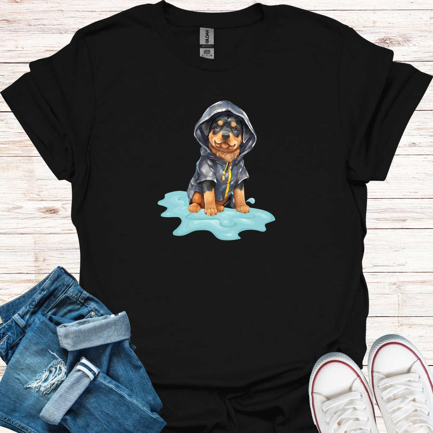 Rottweiler In A Raincoat T-Shirt