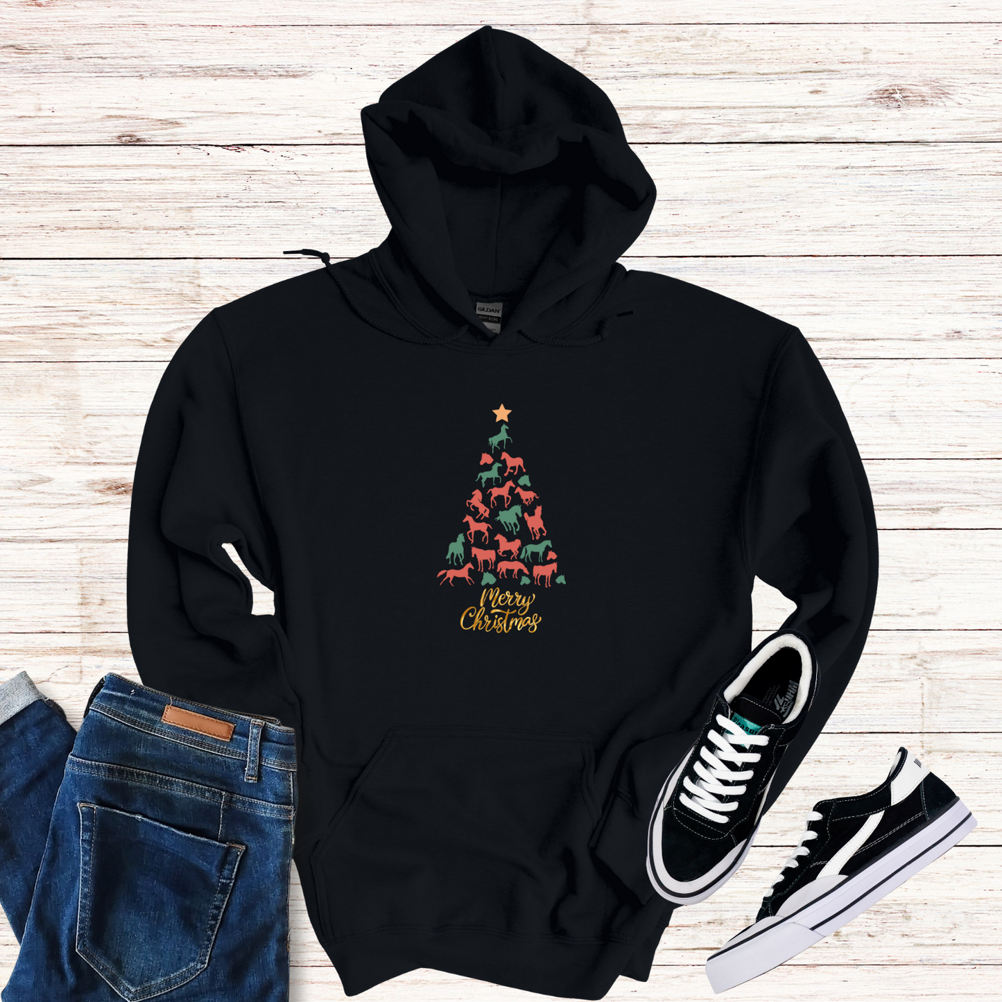 Horse Christmas Tree Hoodie