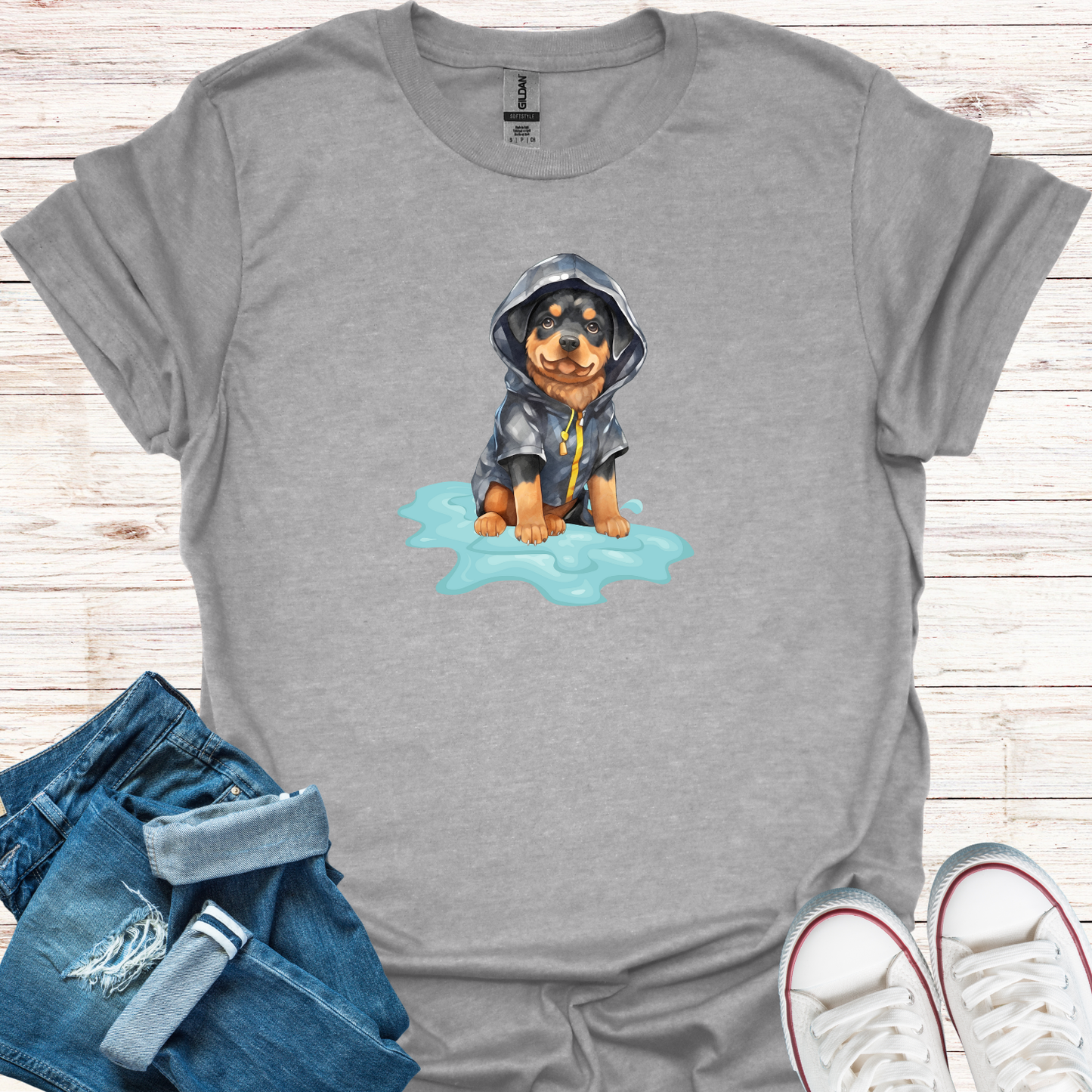 Rottweiler In A Raincoat T-Shirt