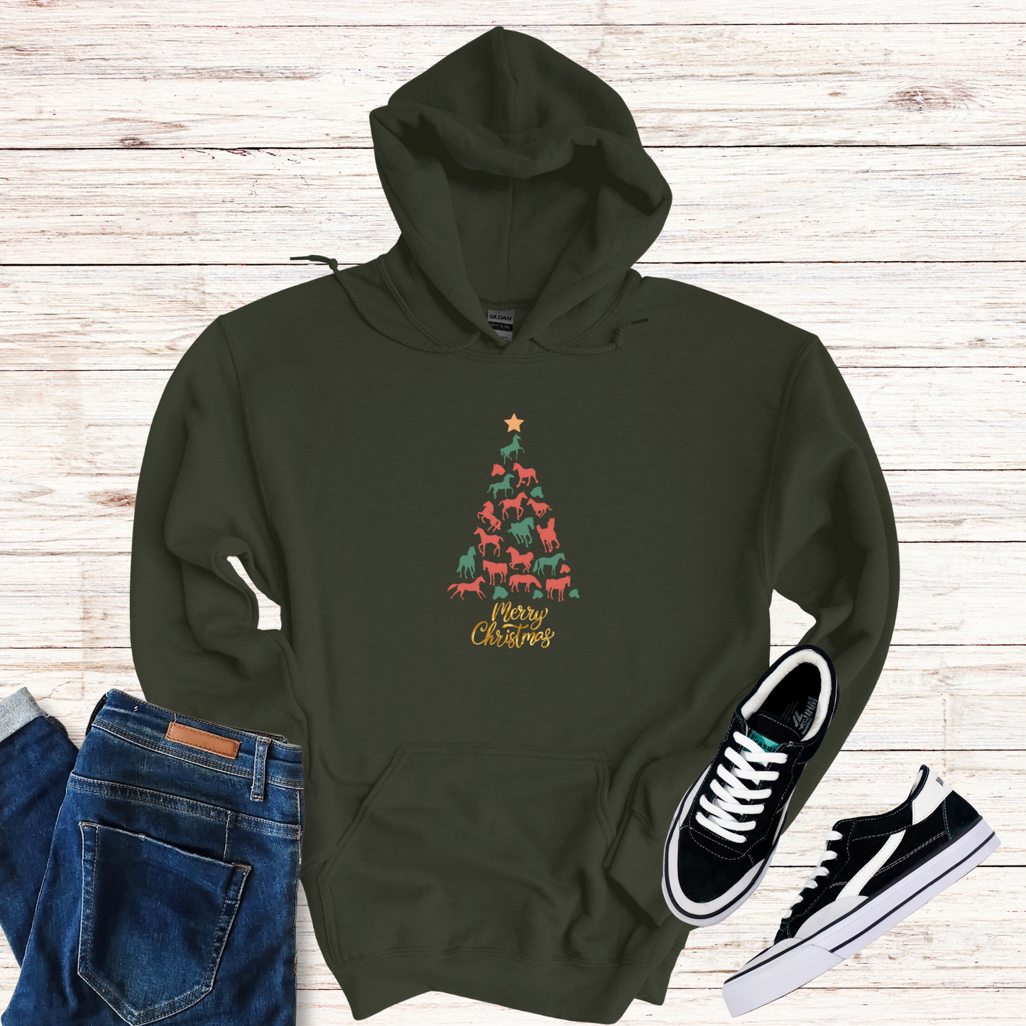 Horse Christmas Tree Hoodie