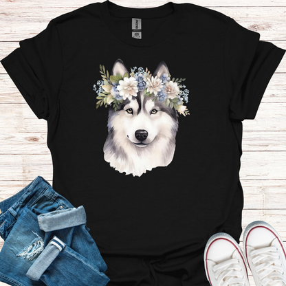 Flowery Malamute T-Shirt