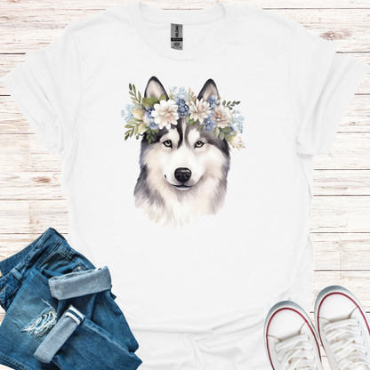 Flowery Malamute T-Shirt