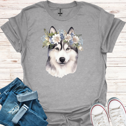 Flowery Malamute T-Shirt