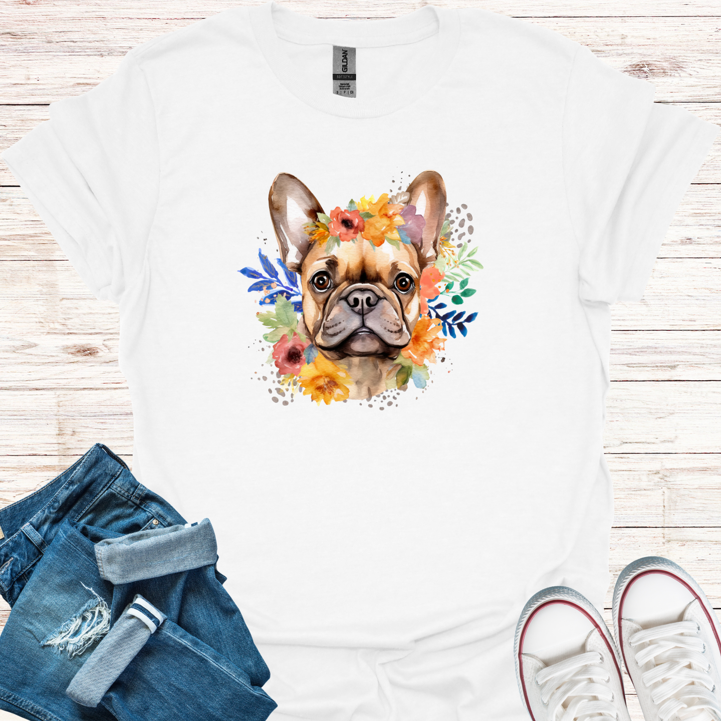 Flowery Frenchie T-Shirt