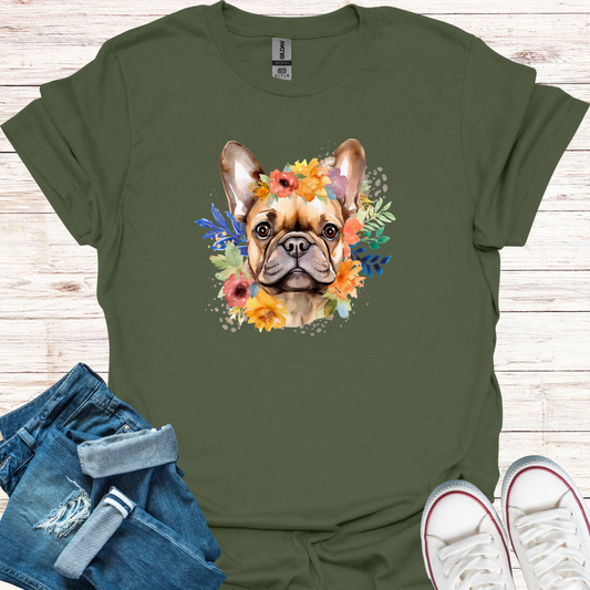 Flowery Frenchie T-Shirt