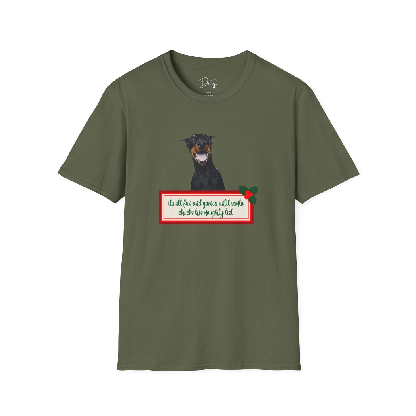 Dobermann Naught List Christmas T-Shirt