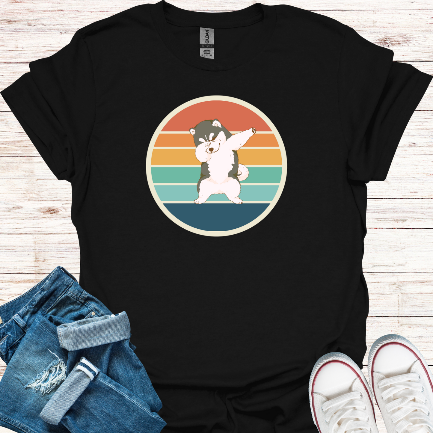 Malamute Retro Sunset T-Shirt