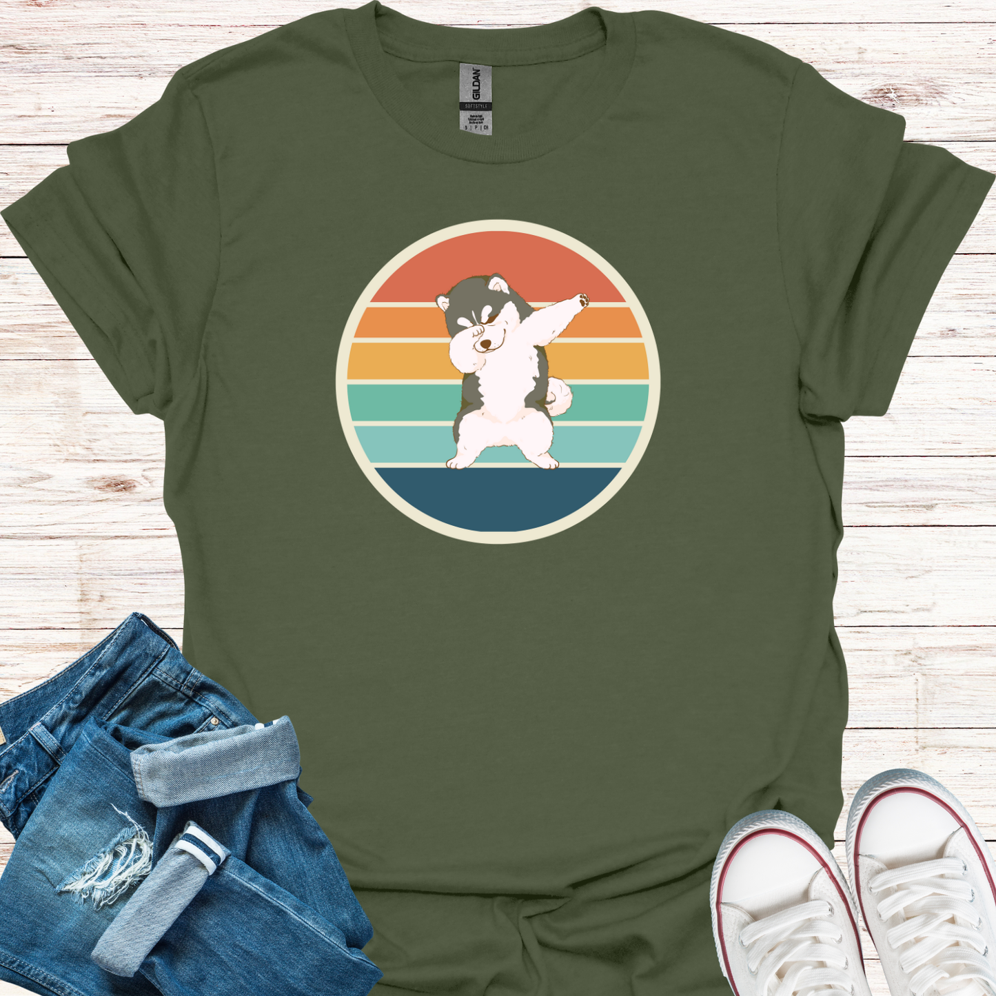 Malamute Retro Sunset T-Shirt