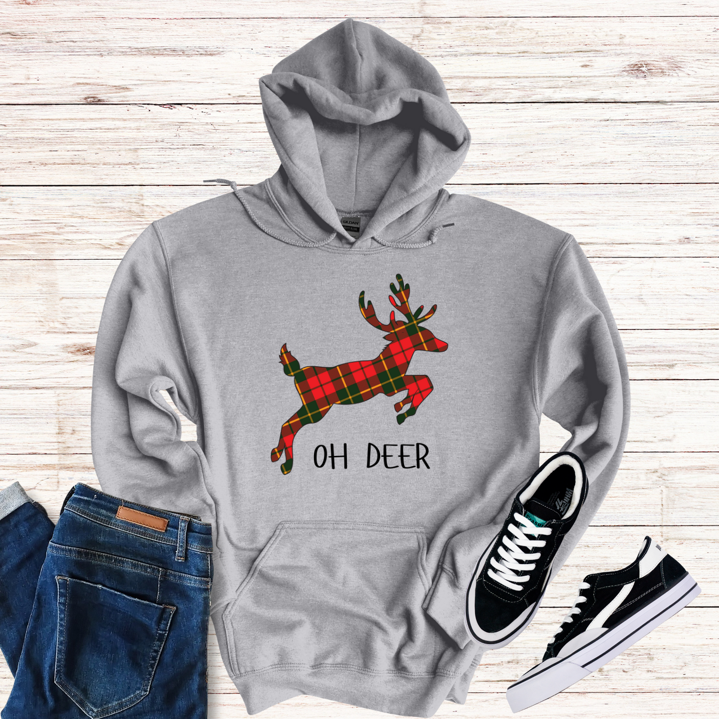 Tartan Oh Deer Christmas Hoodie