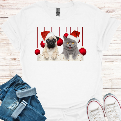 Dog And Cat Christmas Bauble T-Shirt