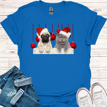 Dog And Cat Christmas Bauble T-Shirt