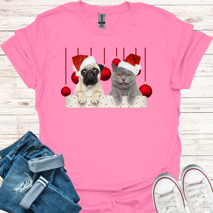 Dog And Cat Christmas Bauble T-Shirt