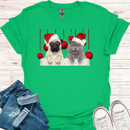 Dog And Cat Christmas Bauble T-Shirt