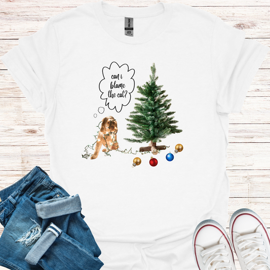 Can I Blame The Cat? Christmas Dog T-Shirt