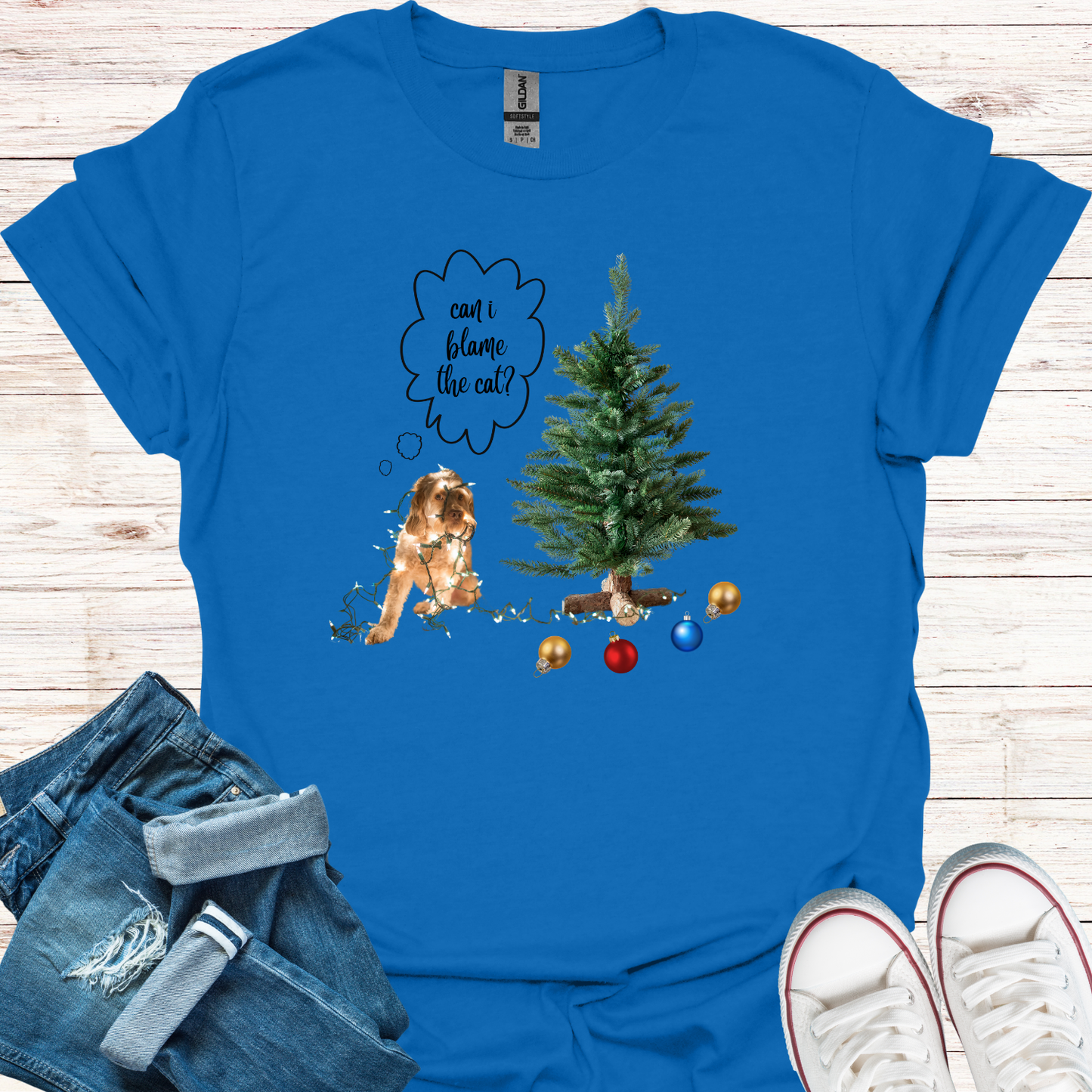 Can I Blame The Cat? Christmas Dog T-Shirt