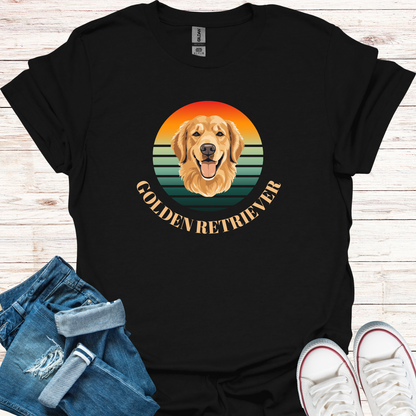 Golden Retriever Retro Sunset T-Shirt