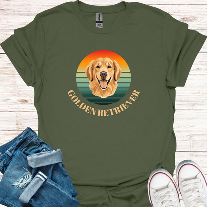 Golden Retriever Retro Sunset T-Shirt