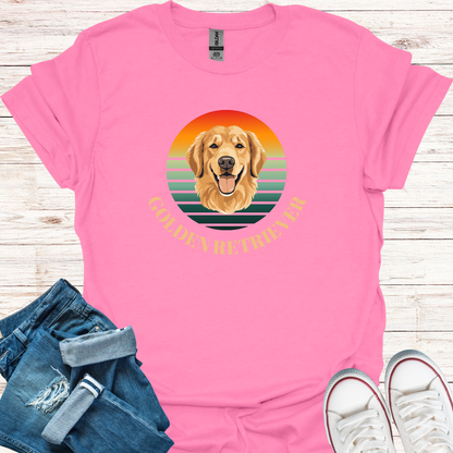 Golden Retriever Retro Sunset T-Shirt