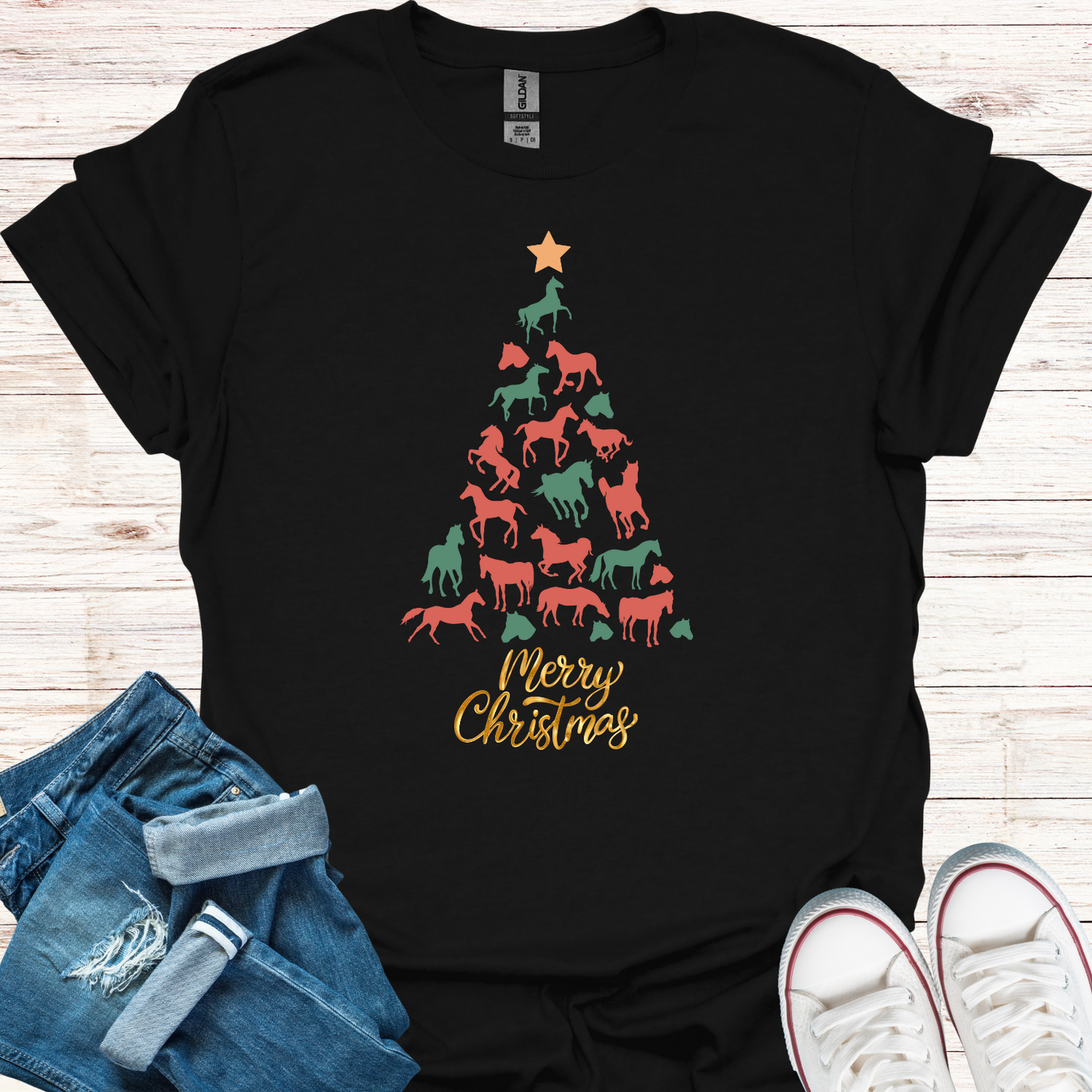 Horse Christmas Tree T-Shirt