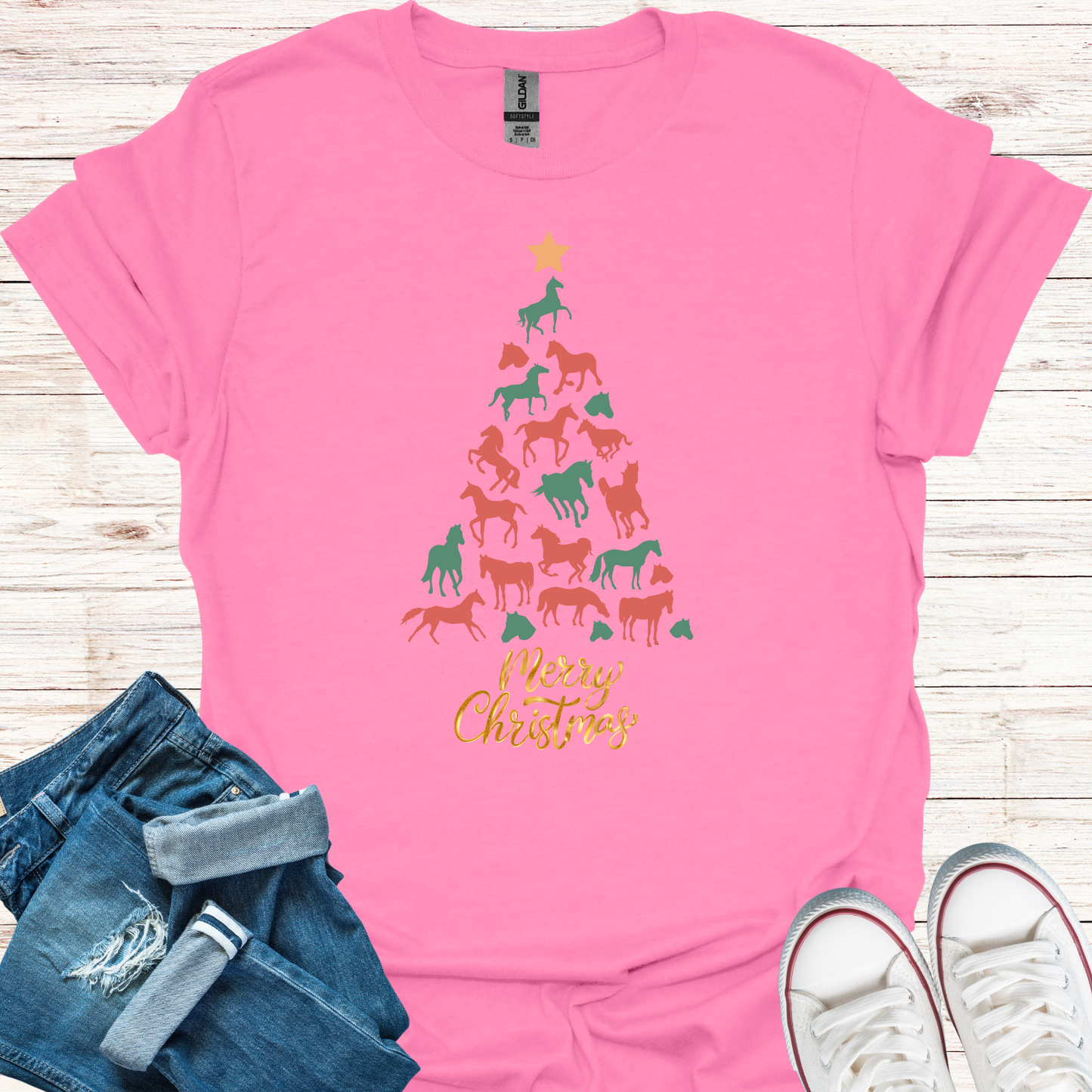 Horse Christmas Tree T-Shirt