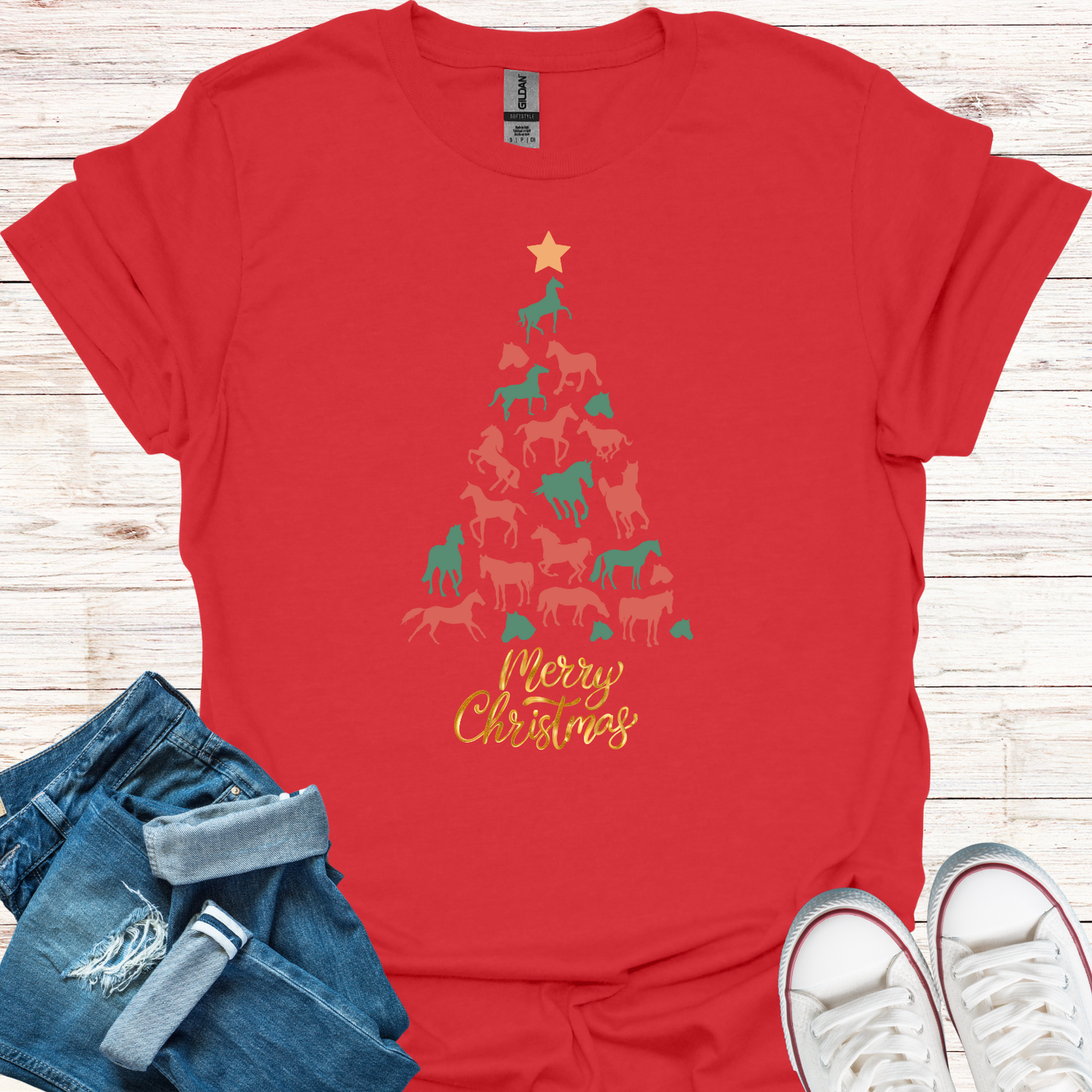 Horse Christmas Tree T-Shirt