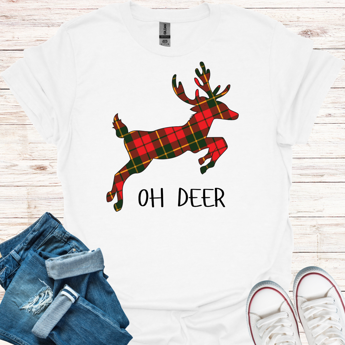 Tartan Oh Deer Christmas T-Shirt