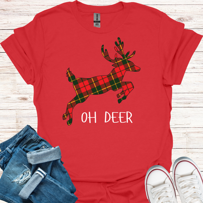 Tartan Oh Deer Christmas T-Shirt