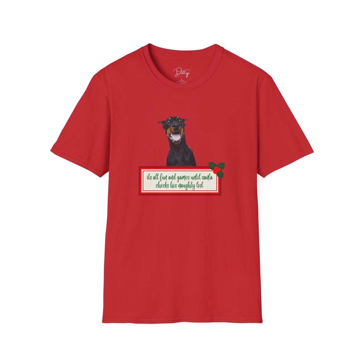 Dobermann Naught List Christmas T-Shirt