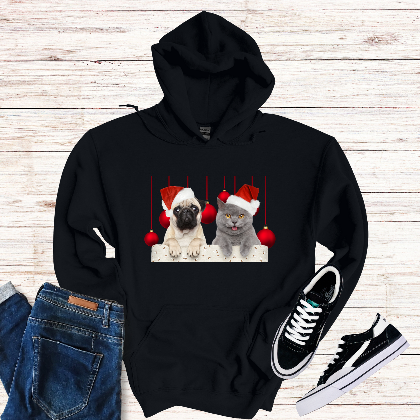 Dog And Cat Christmas Bauble Hoodie